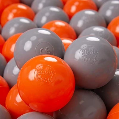 Immagine di KiddyMoon 100 Palline/7Cm Palline Morbide Colorate Per Piscina Bambini Fatto In EU, Arancione/Grigio