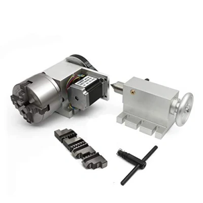 Immagine di RATTMMOTOR asse rotativo CNC a 4 assi, K12 100 mm, con forni contropunta da 65 di rotazione CNC, 4th assi per macchina incisione, fresatrice