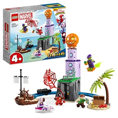 Immagine di LEGO Marvel Team Spidey at Green Goblin&#039;s Lighthouse, giocattolo per bambini di 4 anni con relitto pirata, statuetta miglia morali e altro ancora, serie i suoi amici incredibili