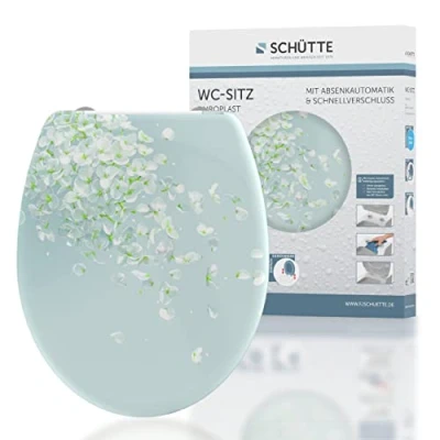 Immagine di Schütte WC WIND Flower con abbassamento automatico, coperchio motivo e chiusura rapida per la pulizia, in Duroplast (carico massimo 150 kg)