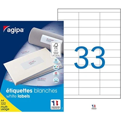 Immagine di Agipa White Multipurpose 100 A4 70 x 25 Etichetta autoadesiva Bianco 3300 Pezzo(i)