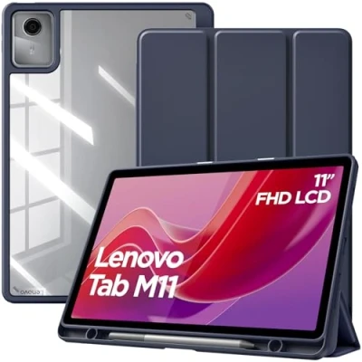 Immagine di TiMOVO Cover per Lenovo Tab M11 2024 11 Pollici TB330 con Portapenna, Protettiva Supporto a Tre Ante, Trasparente sul Retro, Supporta Auto Sveglia/Sonno