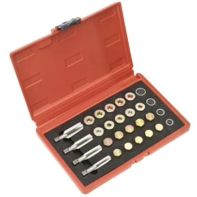 Immagine di SEALEY VS660 Kit riparazione, filetto vite scarico dell&#039;olio 28 1.5 M15, M13, M17, M20 Valigetta di plastica