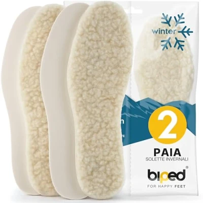 Immagine di biped 2 paia di Solette in lana d&#039;agnello extra spesse vera riscaldanti per uomo e donna z1015(46)
