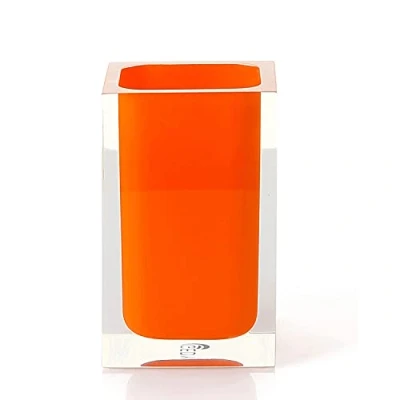 Immagine di Gedy Auckland Bagno Arancio, Misure e Peso: 11X7,2X7,2 CM &amp; 0,29 kg, Portaspazzolini in Resina Trasparente di Alta qualità, Design R&amp;S, Fatto a Mano, 2 Anni Garanzia, Unica