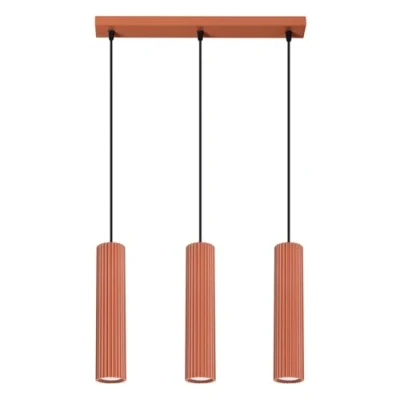 Immagine di Sollux Lighting Lampada Da Soffitto Sospensione In Alluminio 3 Paralumi 45 x 5,6, 98 cm Karbon Ocra Rossa