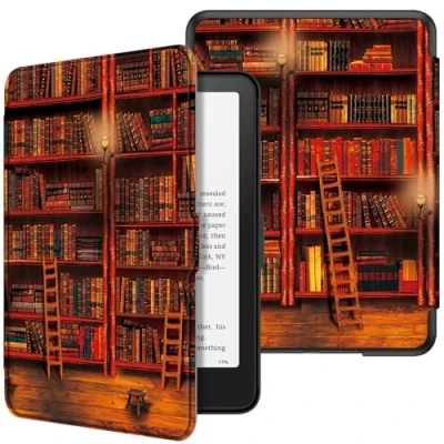 Immagine di FINTIE Custodia per 7&quot; Kindle Paperwhite 2024 (12ª Generazione) e Colorsoft Signature Edition (1ª Generazione), Sottile Leggero Protettiva Cover con Auto Sveglia/Sonno, Biblioteca