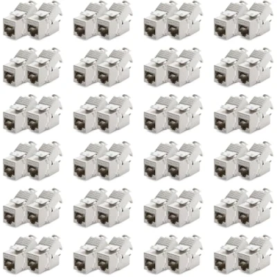 Immagine di deleyCON 48x Modulo Keystone Jack CAT6a Cavo Patch di Rete Connettore Schermatura STP Presa RJ45 Panel Estensione del Supporto