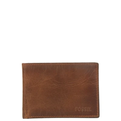 Immagine di Fossil Derrick Set di portafogli in pelle o poliestere per uomo, 11 cm L x 1.5 W 7.5 H, Terra Siena