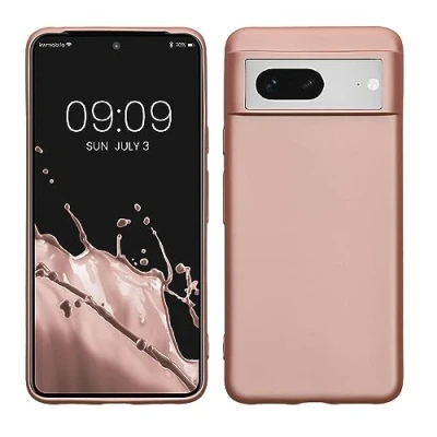 Immagine di kwmobile Custodia Compatibile con Google Pixel 8 Cover Back Case Morbida Protezione in Silicone TPU Effetto metallizzato oro rosa