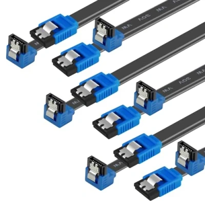 Immagine di BENFEI Cavo SATA III, confezione da 6 cavi Gbps, angolo retto di 90 gradi, con chiusura bloccaggio, 45,7 cm, per HDD SATA, SSD, driver CD, masterizzatore colore blu