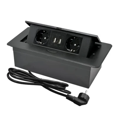 Immagine di CHENGPI Presa a Scomparsa da Incasso,Multipresa con 2 Prese Standard Norma Europea,Torretta Multipresa USB+Type C,Multipresa Salvaspazio per Cucina,Ufficio e Piano Di Lavoro,1.8M Cavo