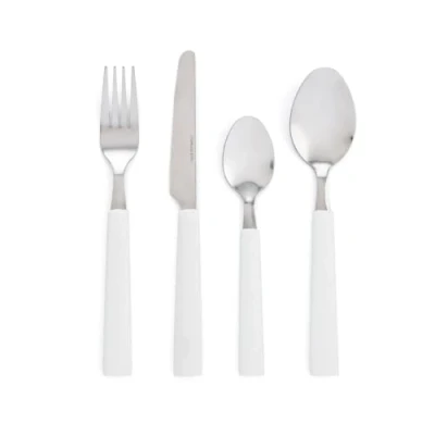 Immagine di Quid Fresia Set di 24 posate con manico Bianco, Acciaio Inox, 9 x cm