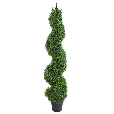 Immagine di LEAF 7164 Torre artificiale in legno di bosso topiaria a spirale metallo, design superiore, 120 cm (120 cm)