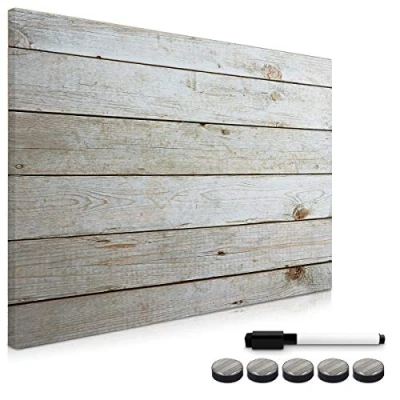 Immagine di Navaris Memo Board Lavagna Magnetica 70x50cm Lavagnetta Scrivibile Cancellabile con 1x Pennarello e 5X Calamite Bacheca Design Effetto Legno