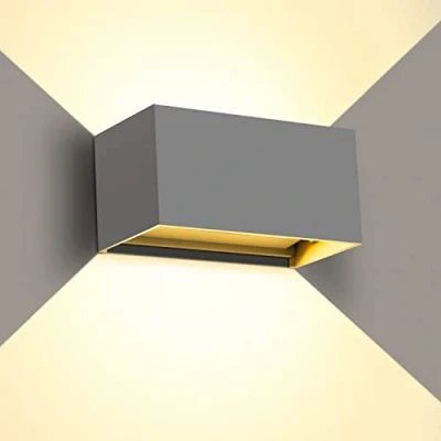 Immagine di Kingwen 20W Applique Esterno 3000K Bianco Caldo da Parete Interno Angolo del Fascio Regolabile Lampade IP65 Impermeabile Grigio Led