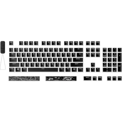 Immagine di HyperX Copritasti Pudding 2, Set Completo di Tasti Semitrasparenti, Realizzati in PBT, Resistenti a Usura e Sfregamento, Font, Strumento Rimozione Copritasti, Layout Inglese, Nero