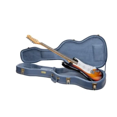 Immagine di Crossrock Serie Relief CRW630EOB, custodia in legno per chitarre elettriche, Fender Telecaster e Stratocaster, con superficie altamente testurizzata, finta pelliccia di visone, chiusure acciaio