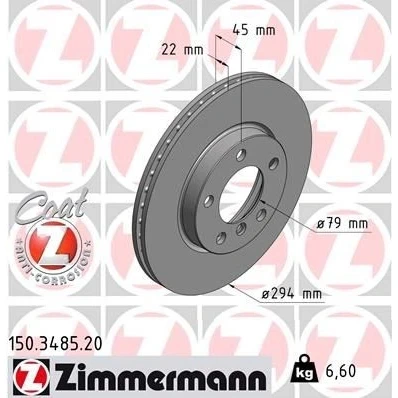 Immagine di ZIMMERMANN COAT Z 150.3485.20 Disco freno 294 22 6/5 5 120 ventilazione interna rivestito ad alto tenore di carbonio MINI: Countryman, Paceman