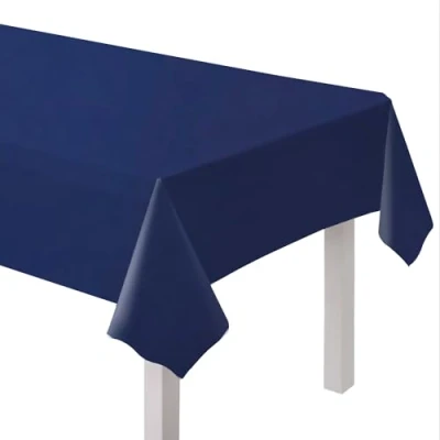 Immagine di amscan 9915405 209 Telo copritavolo in plastica riutilizzabile, ecologico, 2,74 m, colore: Blu navy