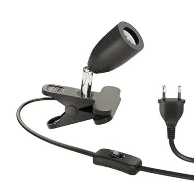 Immagine di ledscom.de luce a morsetto LIK, interruttore, nero opaco, 1x E27 max. 60W, morsetto, da scrivania, fissaggio in gomma, senza graffi, illuminazione d&#039;accento, spot flessibile,