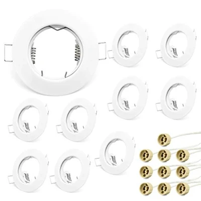 Immagine di KYOTECH Cornice Faretto led Incasso GU10 Portafaretto Rotondo Bianco,Portalampada alogeno e MR16, per cartongesso incl.set da 10