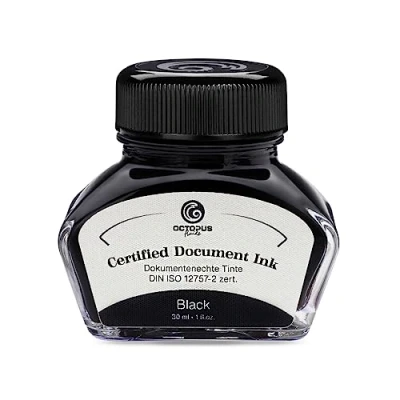 Immagine di Octopus Fluids Document Inchiostro Nero indelebile, certificato DIN ISO 12757 2, 30 ml, colore: