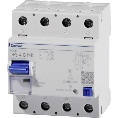Immagine di Doepke 09136995 DFS4 040 4/0,30 B NK 4polig 40/0,3A Interruttore differenziale 4 poli 40 A 0.3 230 V, 400 V