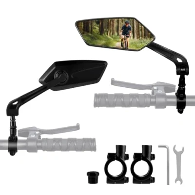 Immagine di Specchietto retrovisore per bicicletta regolabile a 360 2 pezzi specchio manubrio scooter elettrico (nero)