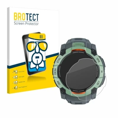 Immagine di brotect Pellicola Protettiva Vetro per Garmin Instinct 3 AMOLED (45 mm) Protezione Schermo [Durezza Estrema 9H, Chiaro]