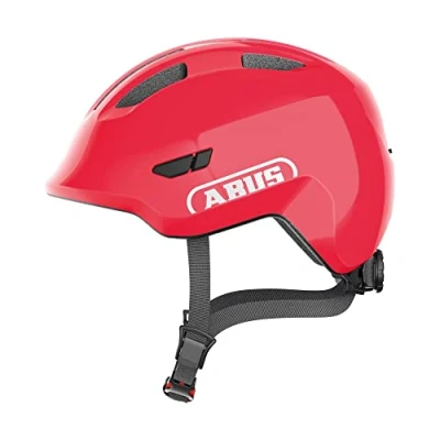 Immagine di ABUS casco Smiley 3.0 per bambini da bici con calzata bassa, design a misura di bambino e spazio il codino bambine rosso lucido, taglia S