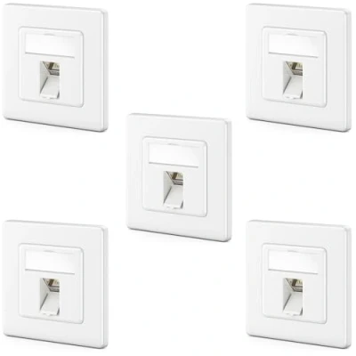 Immagine di deleyCON 5x Set di Prese Rete Keystone per CAT8 2000 MHz 40 GBit/s da Incasso Presa e 4x Modulo con RJ45 STP Struttura in Metallo Cavi Dati d&#039;Installazione