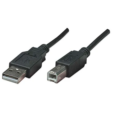 Immagine di Manhattan Cavo USB 2.0 Spina A, B 0.50 m Nero Schermatura a fogli, Certificato UL, contatti connettore dorati 374507
