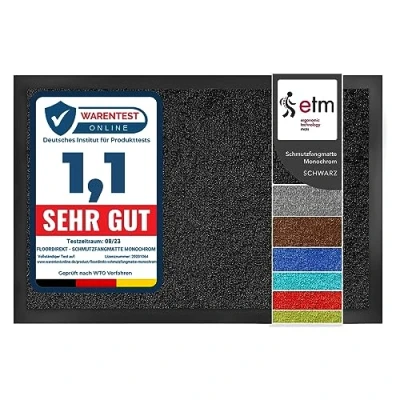 Immagine di etm Tappeto Ingresso Casa Zerbino Asciugapassi per Interno ed Esterno Entrata Assorbente in Vari Colori Nero 60x90 cm