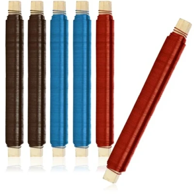 Immagine di com four® 6X Set di Fili per Avvolgere Fiori, Filo Legare Dipinto Marrone, Rosso e Blu, Avvolto su Un Bastoncino Legno, 600 g (Colore 06 Pezzi)