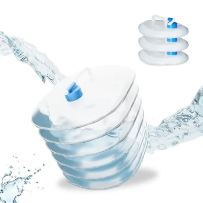 Immagine di Relaxdays Tanica Pieghevole,Set 4 Contenitori con Rubinetto,Coperchio, Manico,BPA Free, 15 Litri, Trasparente Blu, 8 x 27 30 cm