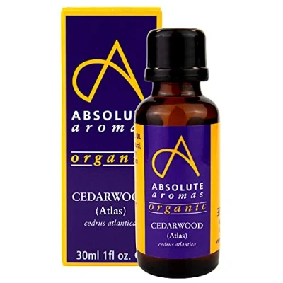 Immagine di Absolute Aromas Olio Essenziale Legno di Cedro Atlas Bio 30 ml Puro, Naturale, Non Diluito, Cruelty Free e Vegan Per Aromaterapia, Diffusori Ricette Bellezza Fai da Te