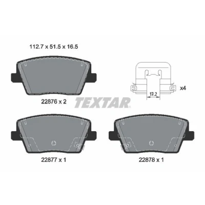 Immagine di TEXTAR 2287601 Kit pastiglie freno con contatto segnalazione usura accessori HYUNDAI: i30 III Hatchback, Fastback