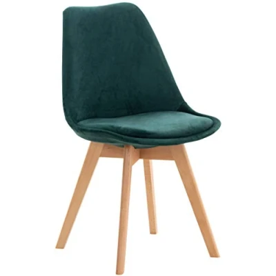 Immagine di CLP Sedia da pranzo Linares Plastic I Tessuto Velluto Corda Aspetto pelle Poltrona con struttura in legno, Colore:verde, Materiale:Velluto