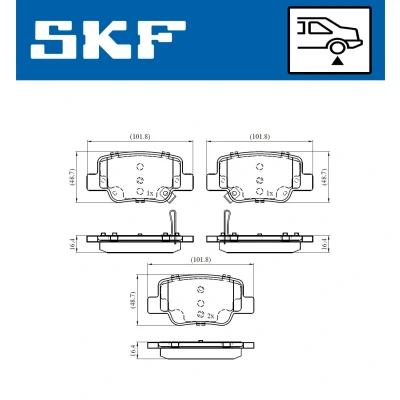 Immagine di SKF VKBP 90496 A Kit pastiglie freno con segnalatore acustico usura