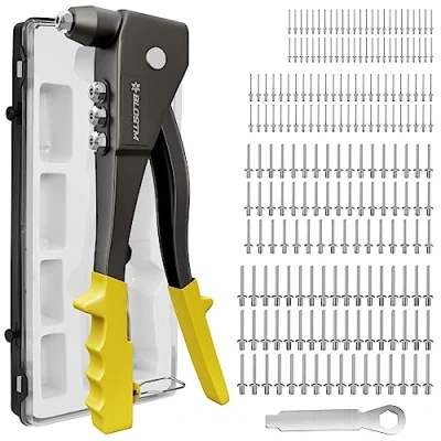 Immagine di BLOSTM Pistola Rivettatrice Manuale Con 200 Rivetti Kit In 4 Misure 2.4mm 3.2mm 4mm 4.8mm per Metallo, Legno E Plastica Inserti Filettati
