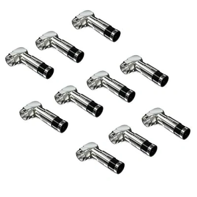 Immagine di deleyCON 10x F Connettore a Compressione 7,2mm con Angolo 90 per Cavo Coassiale SAT TV ad alta Perdita di Ritorno Design Robusto