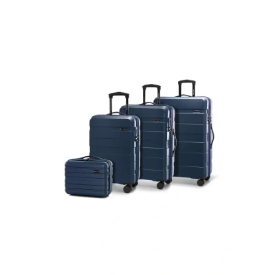 Immagine di WITTCHEN KOMODO Line Set di valigie Valigia da viaggio Bagaglio rigido in ABS Lucchetto TSA Taglia (S+M+L+Borsa toilette) Blu scuro