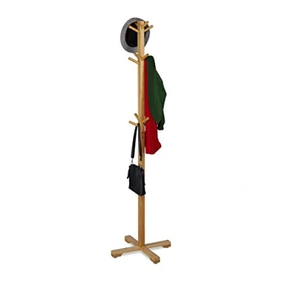 Immagine di Relaxdays Appendiabiti Alto ad Albero in bambù con 12 Ganci, HLP: 180 x 50 cm, Color Legno Naturale, 1 pz