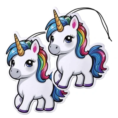 Immagine di Set di 2 deodoranti per auto, deodorante profumatore ambienti (2 unicorni)