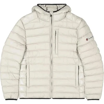 Immagine di Champion Legacy Outdoor (220340) WR Light Nylon Cirè 35gr Small Script Logo Hooded Giacca, Grigio Argento/Nero (SVL/NBK), XL Uomo