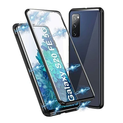Immagine di Cover per Samsung Galaxy S20 FE 5G Adsorbimento Magnetico Custodia Antiurto Doppia Lati Trasparente Vetro Temperato In Alluminio Metallo Telaio 360 Gradi Protezione Case Nero