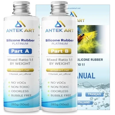 Immagine di ANTEK ART Stampo del Silicone che Fa il Kit Gomma di Liquida Traslucida Miscelazione 1:1 Auto degassante, Indurimento Veloce Stampi della Resina, Colata, Gioielli, DIY (570g Kit)