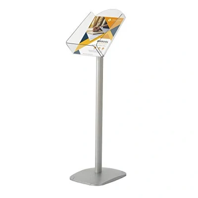Immagine di DISPLAY SALES porta depliant DIN A4, opuscoli, volantini espositore con ripiano in acrilico per informazioni, da terra, supporto formato verticale