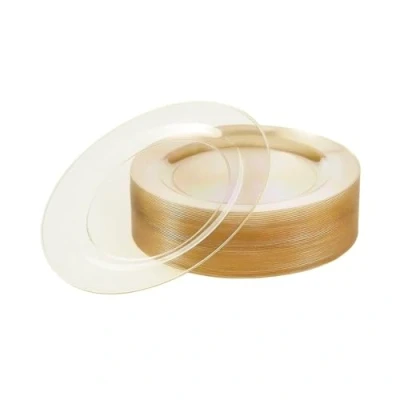 Immagine di Matana 25 Piatti da Dessert in Plastica Rigida Trasparente con Glitter Dorati, 19cm Eleganti, Resistenti e Riutilizzabili Piattini per Matrimoni, Compleanni, Natale, Barbecue, Feste